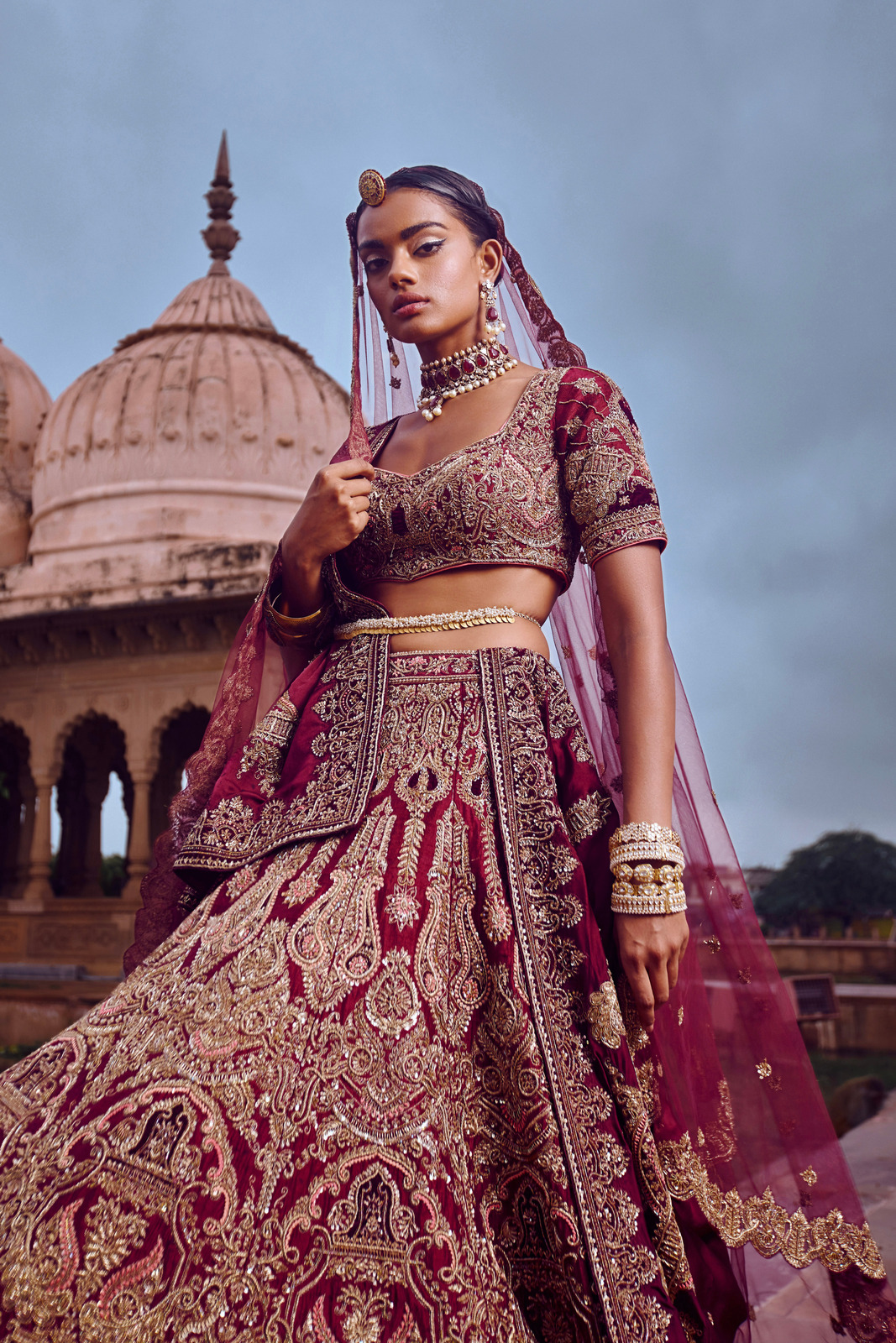 Buy Maroon Upada Silk Hand Embroidered Zardozi Panelled Lehenga Set For  Women by Enamour By Radha Online at Aza Fashions.