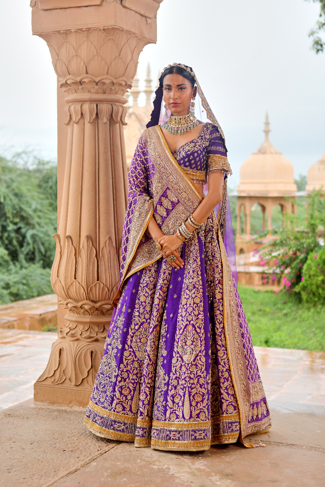 Buy Purple Sequins Tissue Readymade Lehenga - Koskii